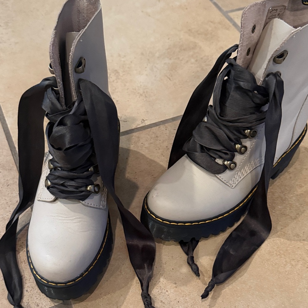 Dr. Martens Women's Taupe and Black Combat Boots